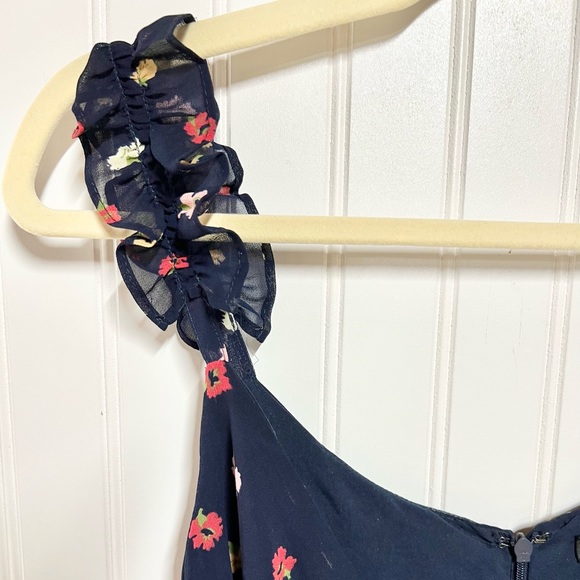 Madewell Ruffle Strap Faux Wrap Dress Size 00 Confetti Floral Blue Sleeveless - Picture 7 of 10